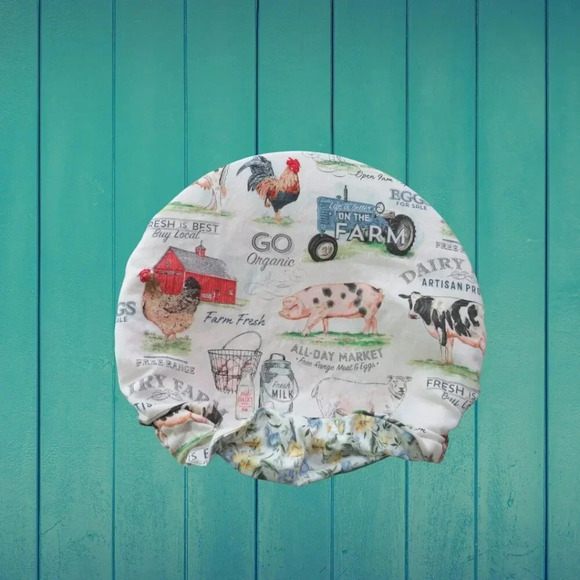 Kitchenaid Bowl Cover Reversible Farm and Blue Floral Mixer Bowl Cover - Picture 3 of 6